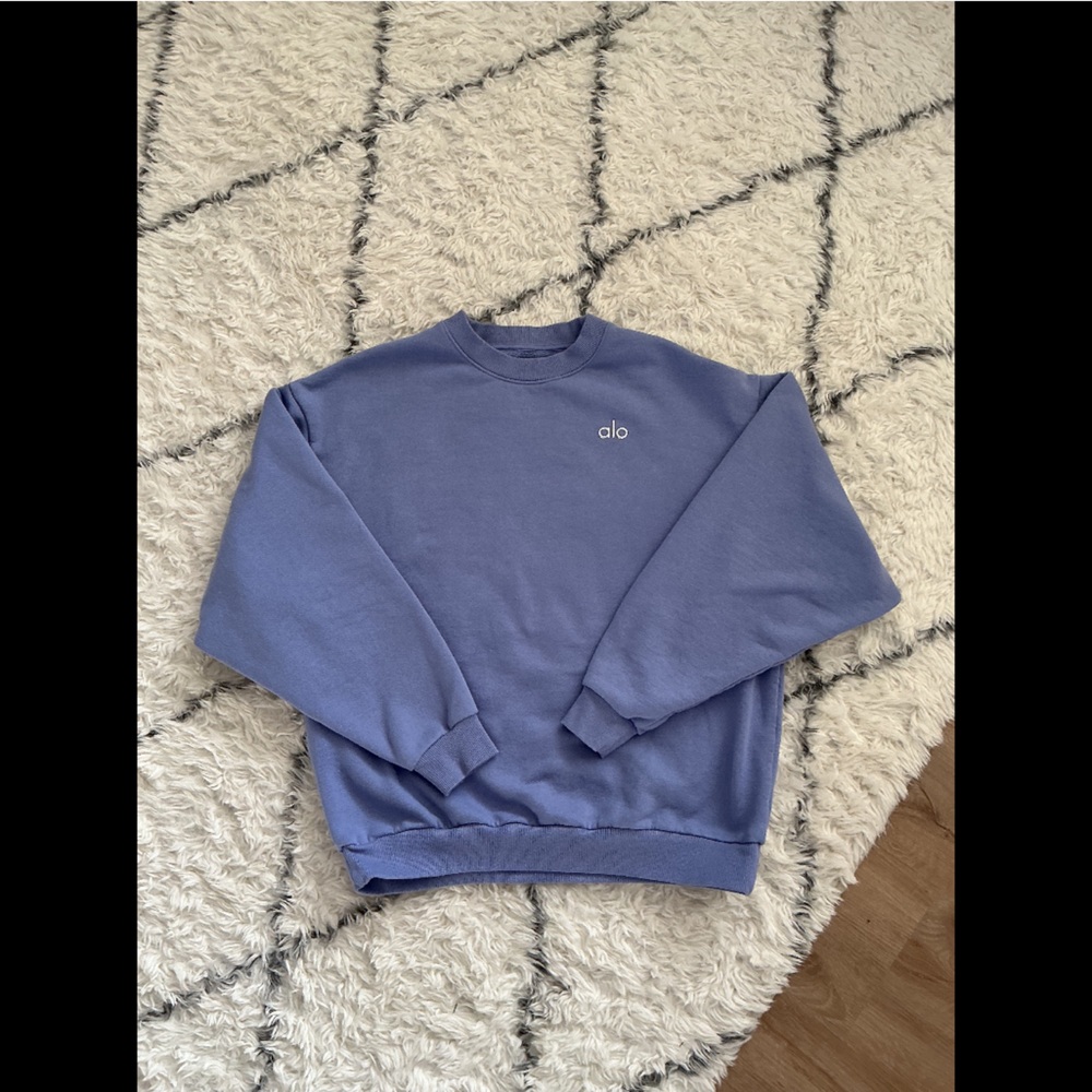ALO Yoga Blue Crew Neck Sweater
